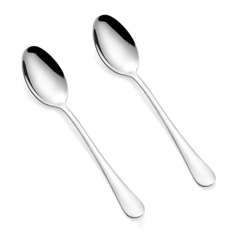 MauSong Dinner Spoons Set of 2, Stainless Steel 8-Inches Serving Silverware Table Spoons Set for Restaurant, Flatware Bulk Utensils Spoons Only Set 2-Piece, Mirror Polished, Dishwasher - Image 1